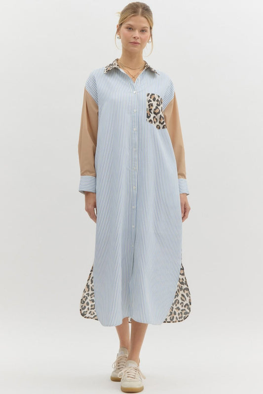 Multi Print Mix Pattern and Animal Print Midi Dress